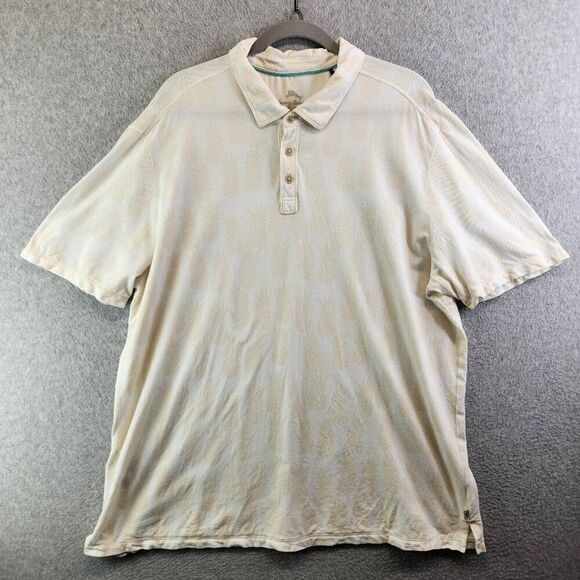Tommy Bahama Shirt Mens XXL Yellow Pineapples Polo Resortwear Tropical Vacation - Picture 1 of 15
